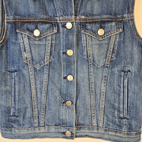Rag & Bone Burney Denim Vest Women's S Medium Wash Festival Grunge Boho Casual - Picture 4 of 15